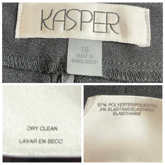 Kasper Women’s 2 Piece Pant Suit 1 Button Classic Notch Lapel Black Plus Size 16 - Picture 12 of 13